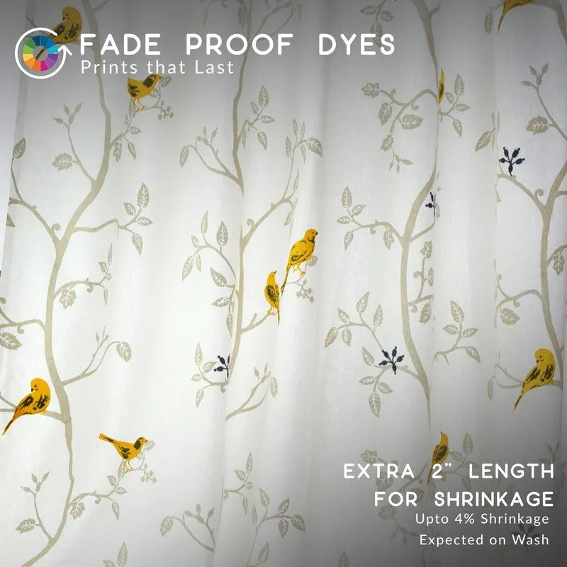 Tranquebar Home Nature Wings Cotton Curtains(Yellow) - Set Of Two media 6