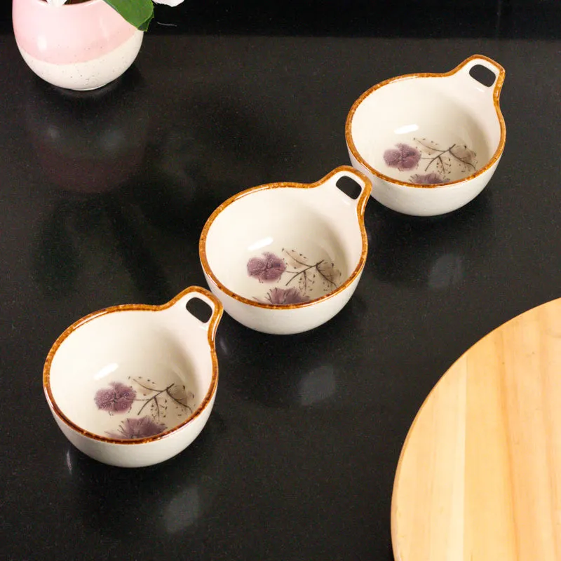 Rustic Edge Serving Bowl with Handle(300 mL) - Set Of Three media 1