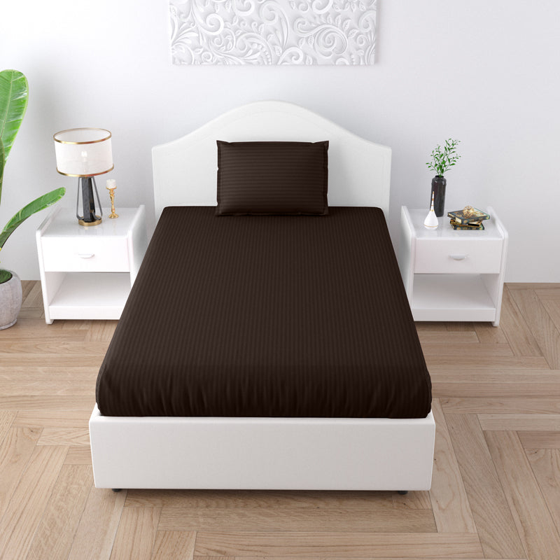 Sofia Solid Microfiber Bedsheet (Dark Brown) - 150 GSM media 7