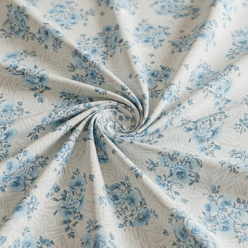 Coquette Floral Cotton Bedsheet (Blue) - 180 TC media 5