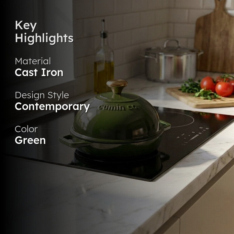 Cumin Co Enamel Cast Iron Bread Oven (Green) - 1000 mL media 2