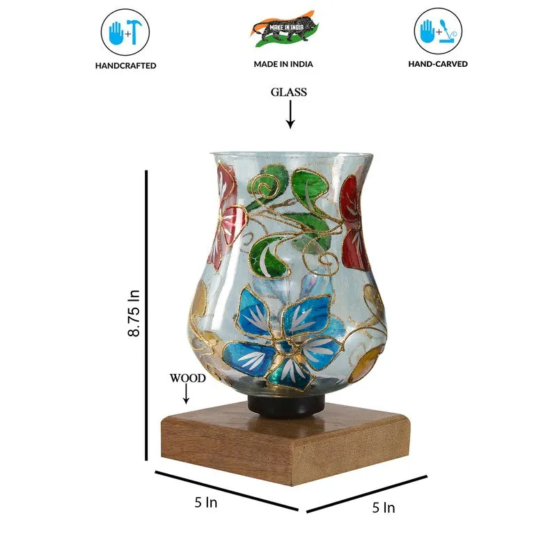 Glasmora Mosaic Glass Table Lamp With Wooden Base - Multicolor media 9