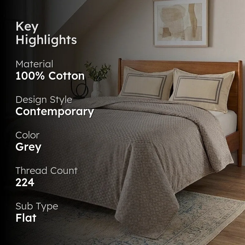 Pixel Nest Cotton Bedsheet (Grey) - 224 TC media 2