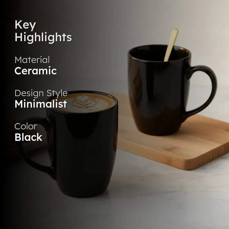 Kopi Ceramic Coffee Mug (Black/350 mL Each) - Set Of Two media 2