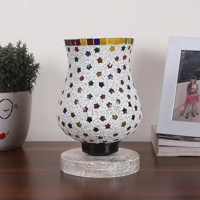 Flare Mosaic Glass Table Lamp With Wooden Base - Multicolor media 4
