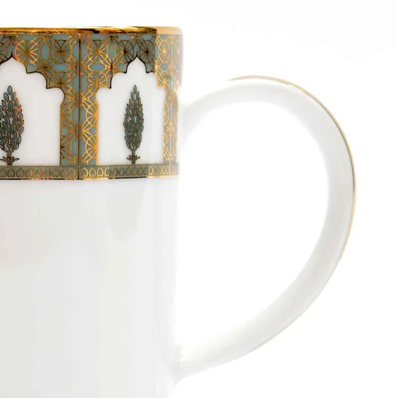 Gilded Chinar Slim 24k Gold Brushed Porcelain Coffee Mug (280 mL Each) - Set Of Six media 5