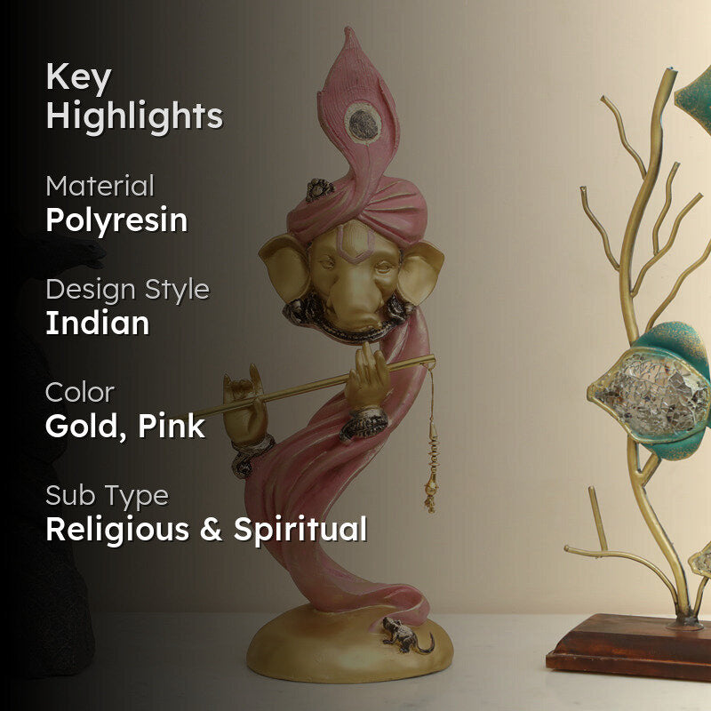 Rishi Ganesha Showpiece - Gold media 2