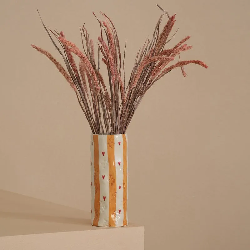 Monoline Stripe Tall Ceramic Vase - Orange media 8