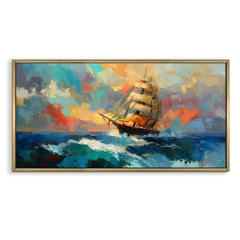 Open Sea Canvas Wall Painting With Frame media 3