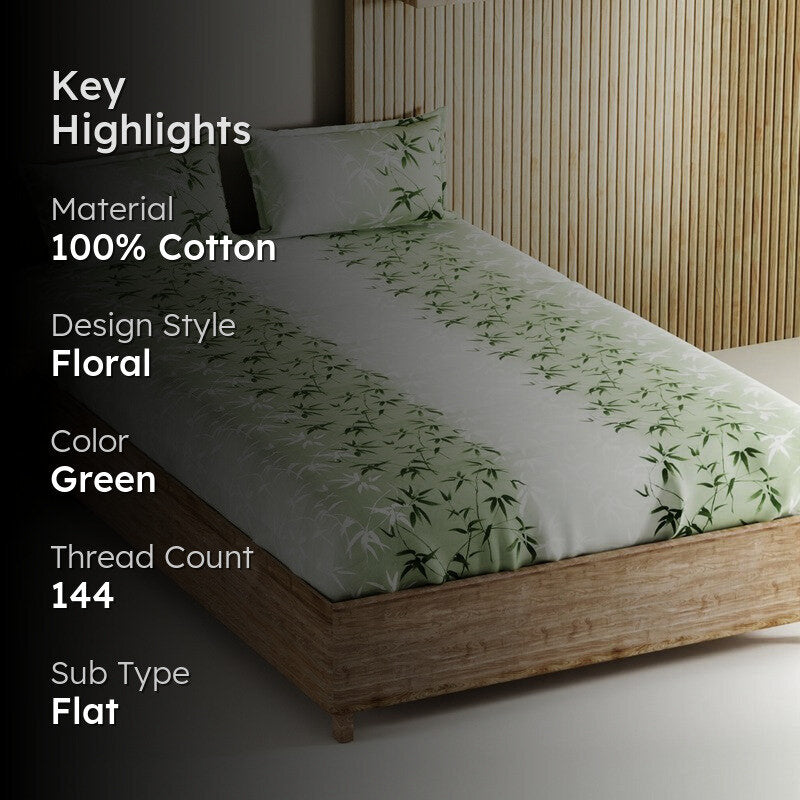 Vornel Cotton Bedsheet (Green) - 144 TC media 2
