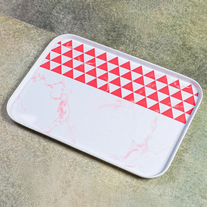 Mivano Melamine Serving Tray - Beige & Red media 4