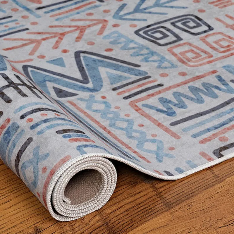 Rolled corner of the carpet showing the surface pattern and edge finish