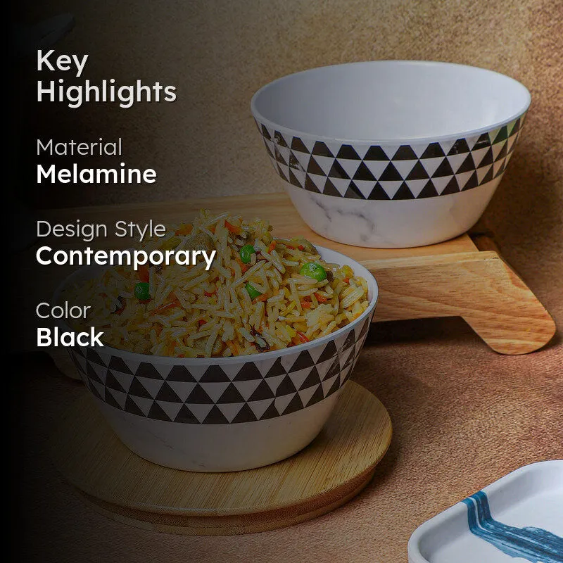 Jisho Melamine Snack Bowl (Black/750 mL) - Set Of Two media 2