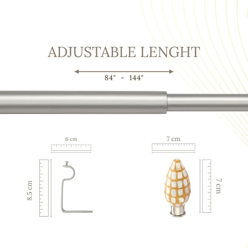 Checker Rod Extendable 1" Single Curtain Rods With Oval Finial & Brackets media 5