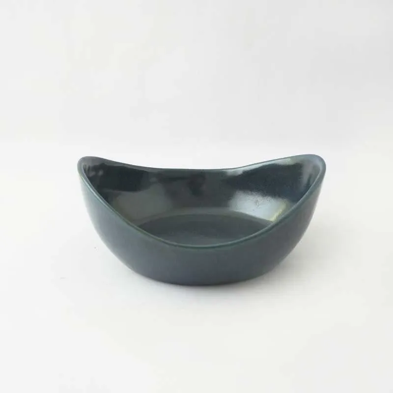 Earthy Blue Oval Serving Bowl media 4