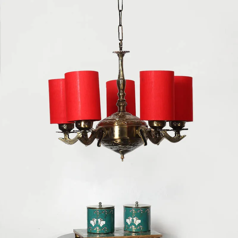 Sandiera Cylindrical Golden Antique Ceiling Lamp media 2