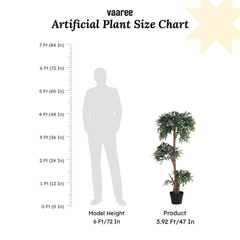 Artificial Green Ficus Bonsai Plant With Black Plastic Pot - 4 ft media 9