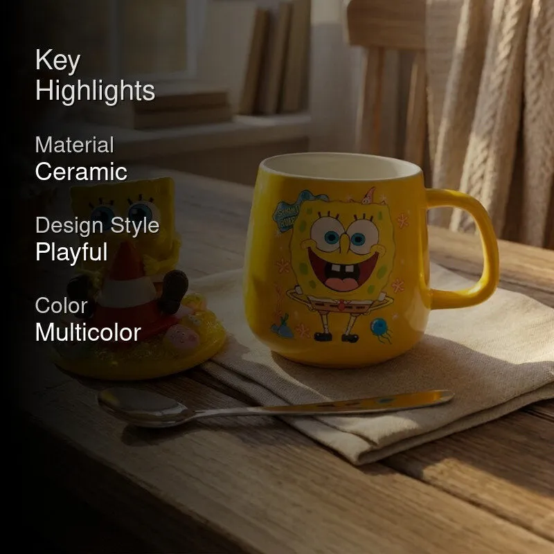 Sunshine SpongeBob Ceramic Coffee Mug With Lid (350 mL) - 2
