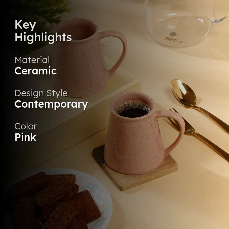 Mocha Ceramic Coffee Mug (300 mL Each,Pink) - Set Of Two media 2