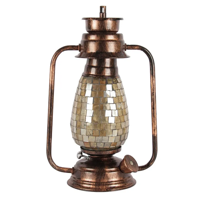 Avina Mosaic Lantern Iron Table Lamp - Gold,Brown media 5