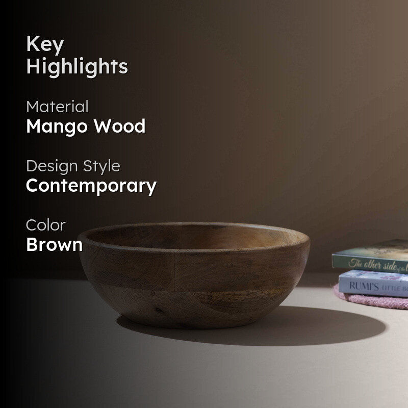 Kiyora Handcrafted Mango Wood Serving Bowl - 950 mL media 2