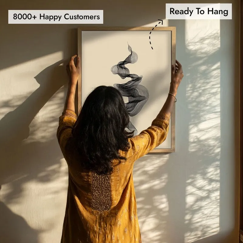 Calligraphy of Calm Archival Paper Wall Painting With Brown Frame media 7
