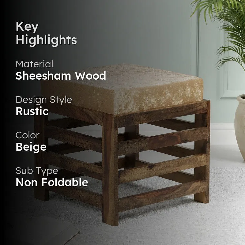 Uvaro Sheesham Wooden Bench with Stool (Beige) - Two Piece Set media 2