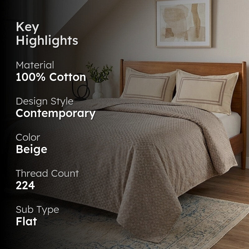 Pixel Nest Cotton Bedsheet (Beige) - 224 TC media 2