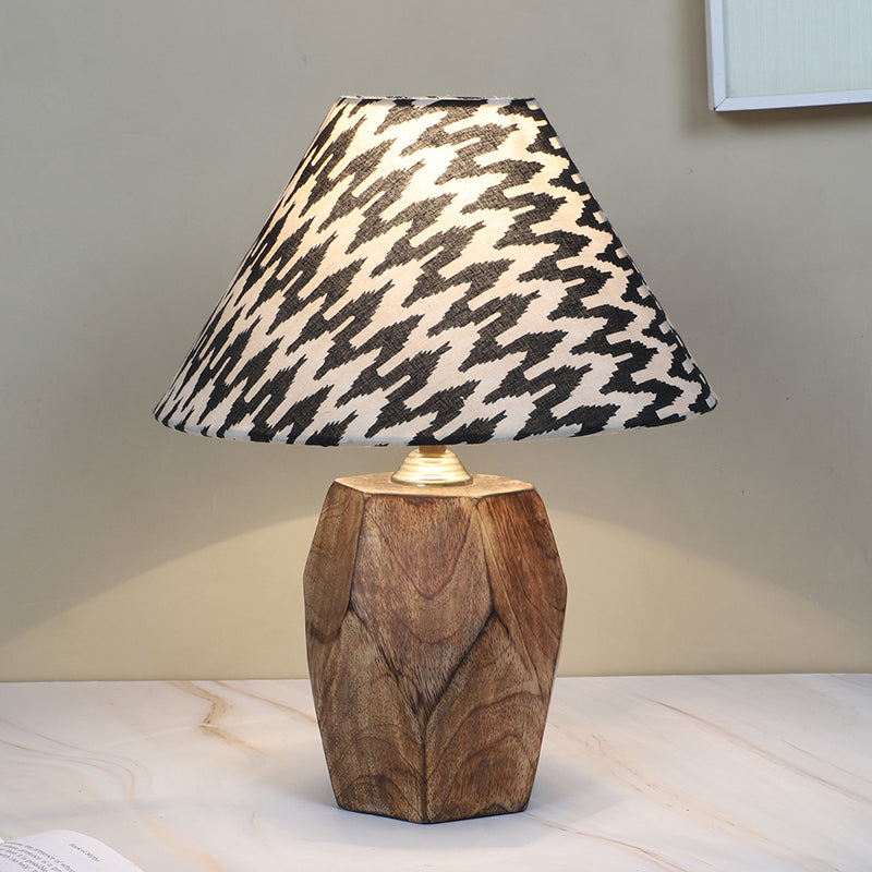 Chevronic Printed Mango Wood Table Lamp - Black,White