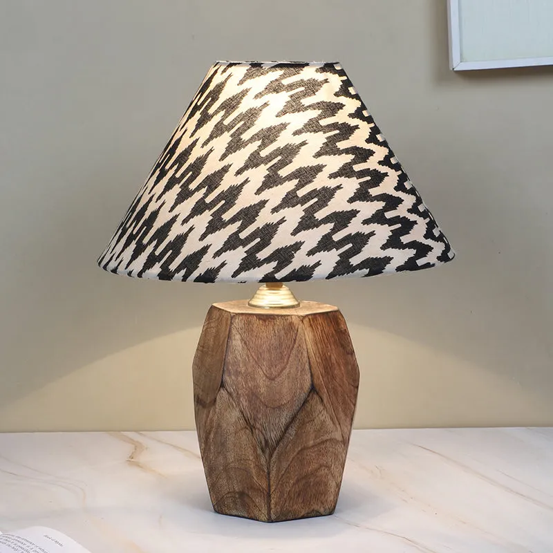 Chevronic Printed Mango Wood Table Lamp - Black,White media 1