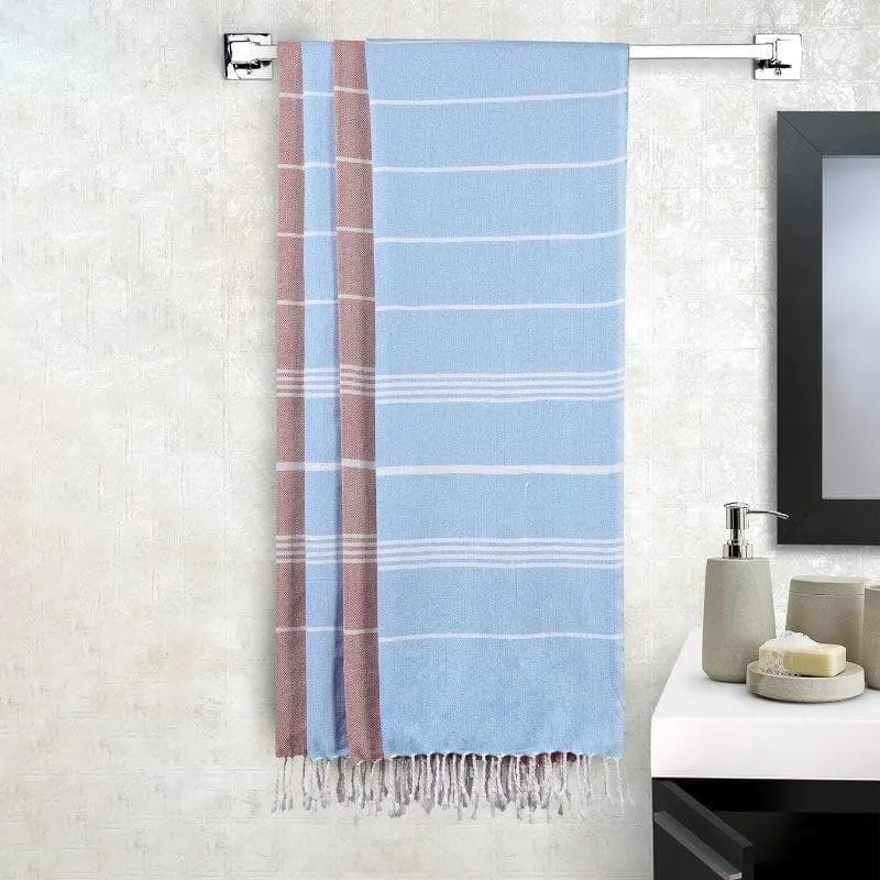 Pure Delight Bath Towels (Blue & Brown) - Set Of Four media 1