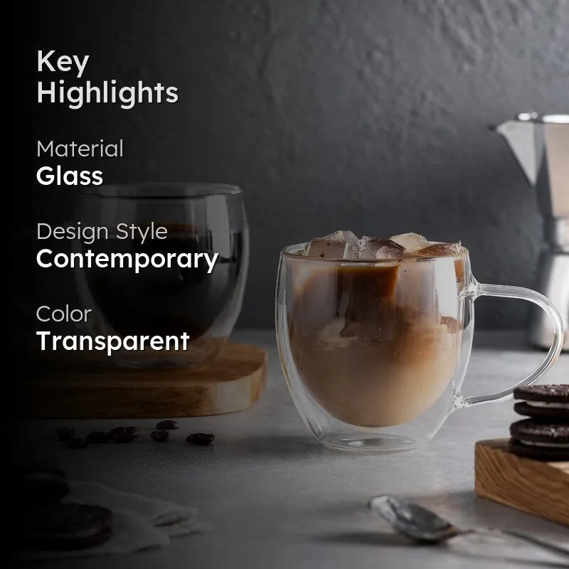 Elegant Glass Coffee Mug (80 mL Each) - Set Of Two media 2