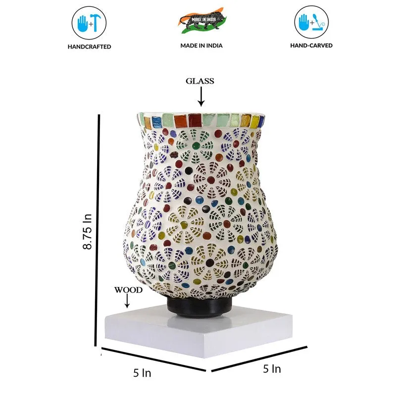 Flavia Mosaic Glass Table Lamp With Wooden Base - Multicolor media 9