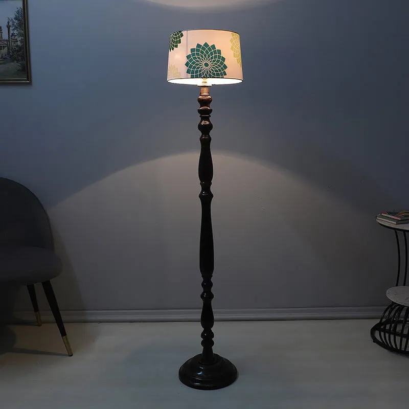 Akari Totem Printed Mango Wood Floor Lamp - Black media 1
