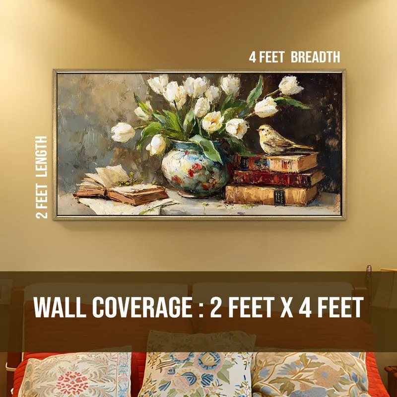 Antique Garden Canvas Wall Painting With Frame media 8