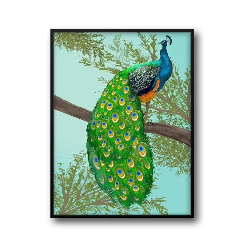 Peacock In Color Archival Paper Wall Art With Frame media 6