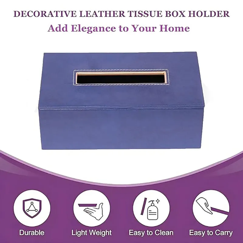 Elvan Faux Leather Tissue Holder - Blue media 3