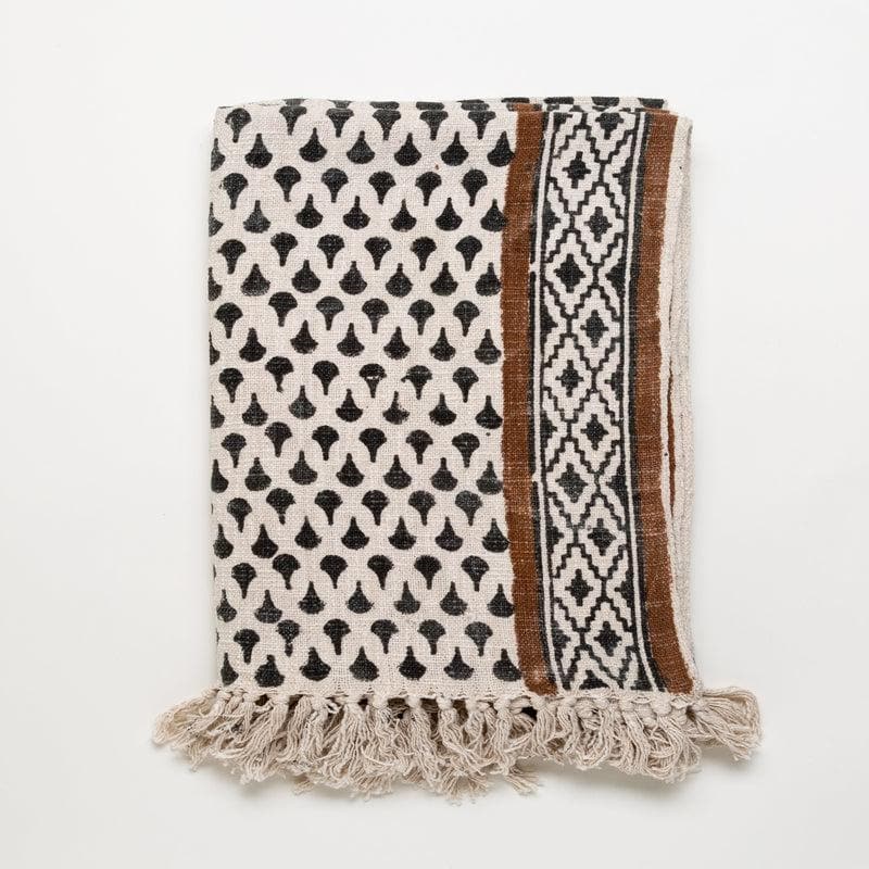 Amber Tiled Handblock Printed Throw media 3