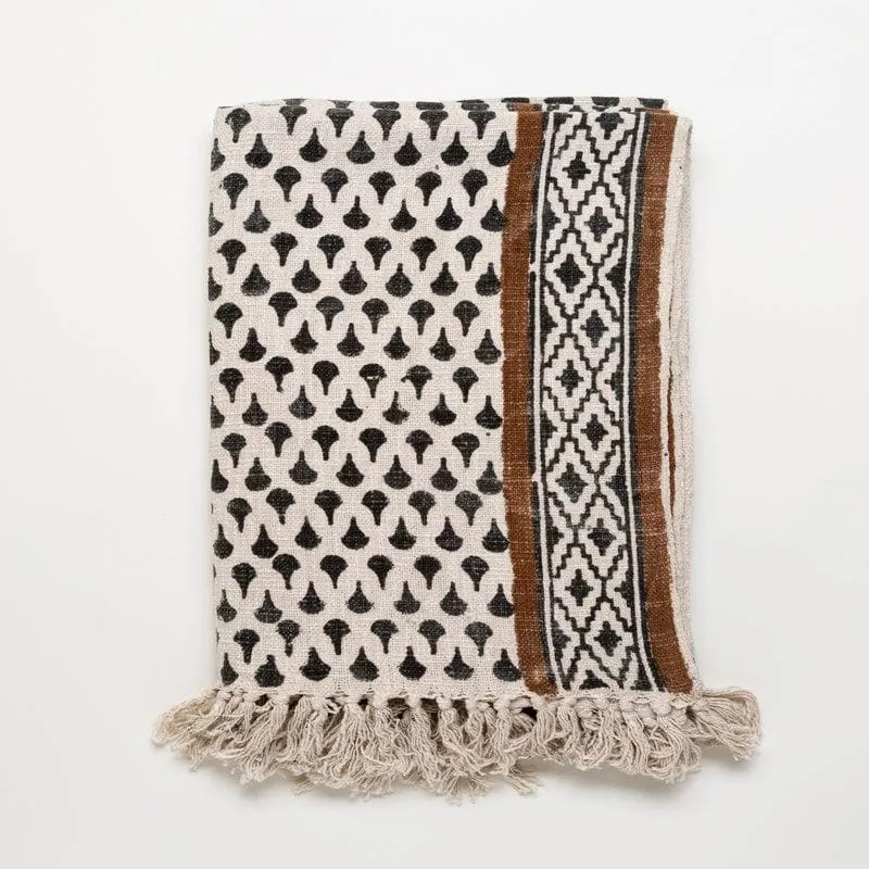 Amber Tiled Handblock Printed Throw media 3