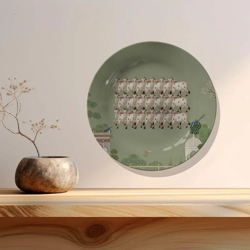 Pichwai Art Wall Plate - Olive media 1