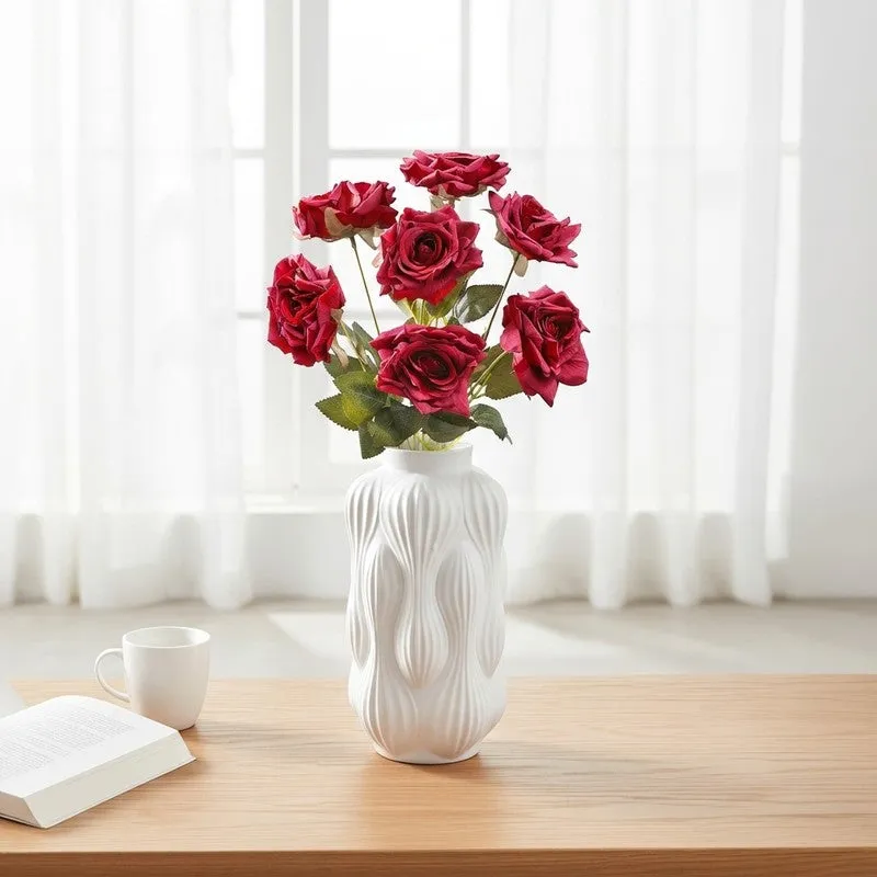 Floraura Rose Fabric Artificial Flower - Red media 1