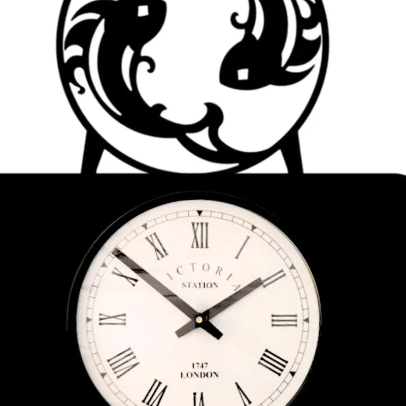 Pisces Steel Analog Wall Clock - Black media 5