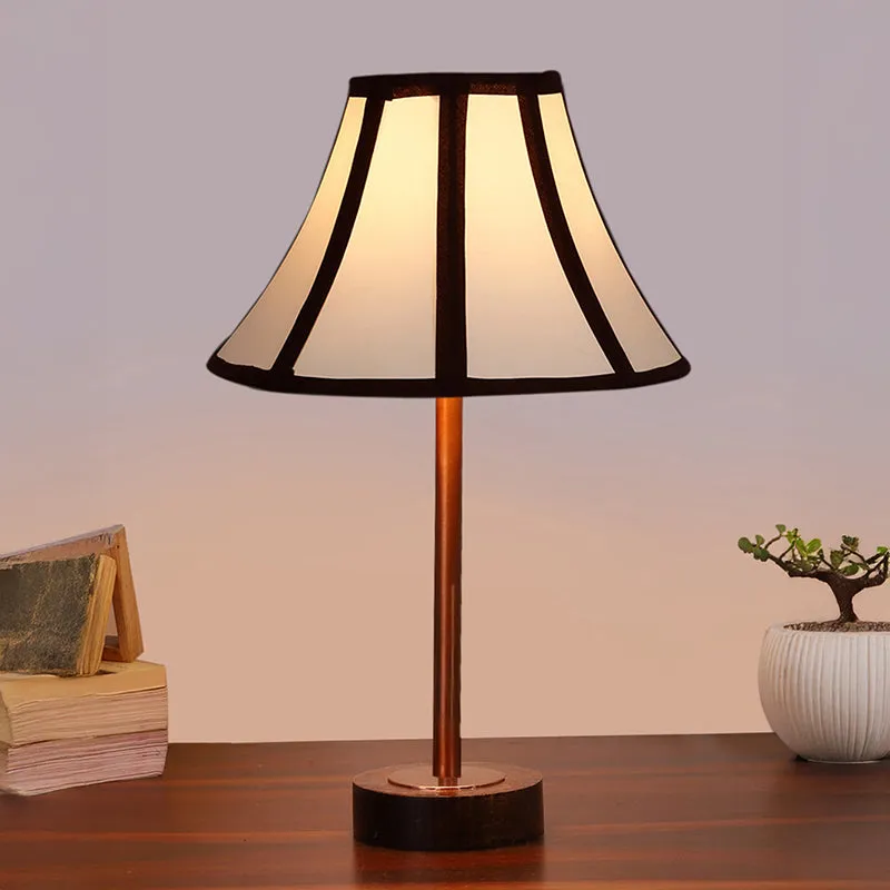 Stripra Rodin Wooden Table Lamp - White,Copper,Brown media 2