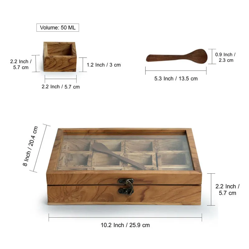 Rasa Food Safe Teak Wood Masala Box - 50 ML media 8