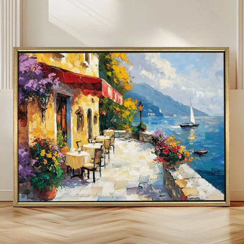 Sidewalk Cafe Canvas Wall Painting With Frame media 4