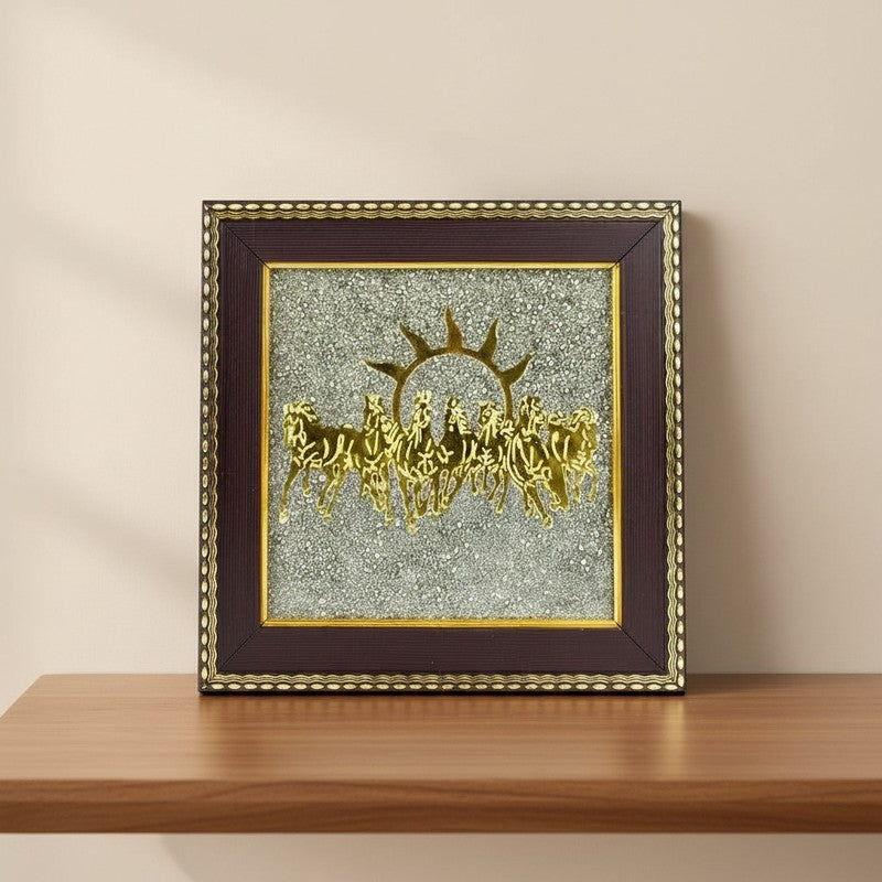 Divine Surya Dev Gold Embellished Pyrite Wall Art media 7