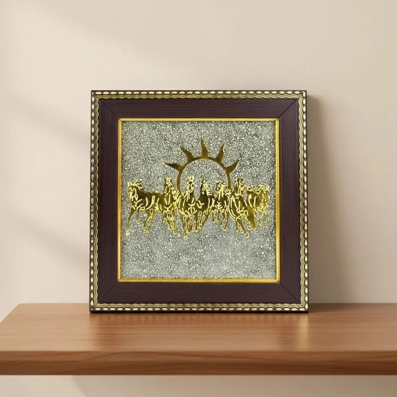 Divine Surya Dev Gold Embellished Pyrite Wall Art media 7