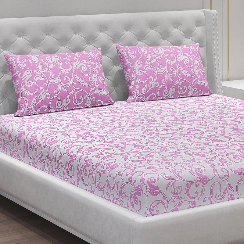 Monte Carlo Amrit Paisley Cotton Bedsheet (Pink) - 104 TC media 5
