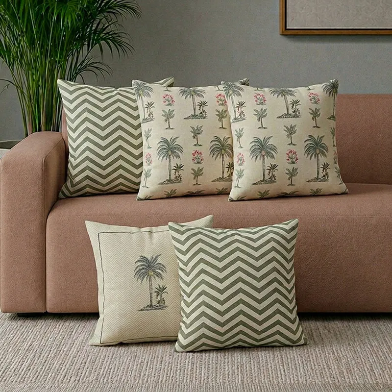 Chevron Palms Cushion Cover - Set Of Five - 1