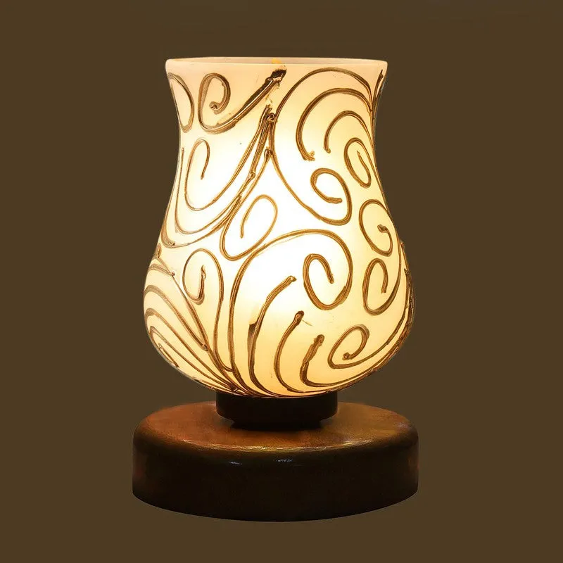 Aurora Mosaic Glass Table Lamp With Wooden Base - Multicolor media 6